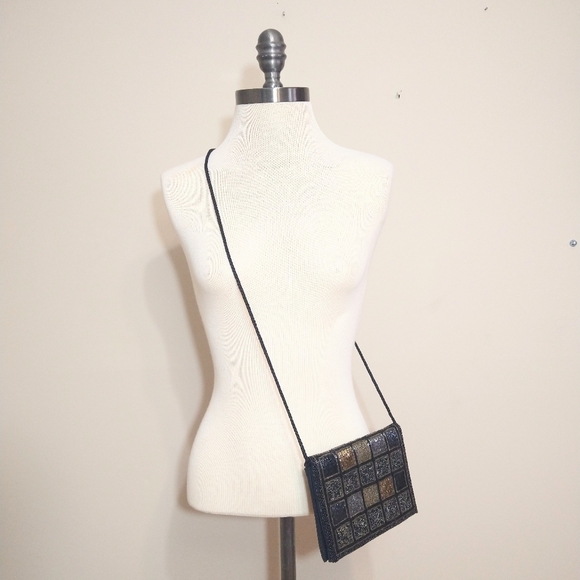 Vintage Lord & Taylor Beaded Black and Gold Purse - Picture 4 of 6